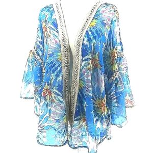 Steve Madden Kimono Floral Blue One Size